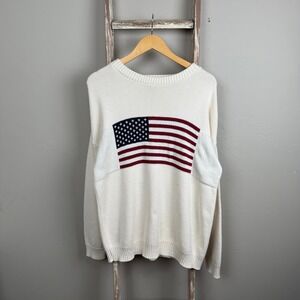 Han Heusen Knitted USA American‎ Flag Pullover Sweater size Large
